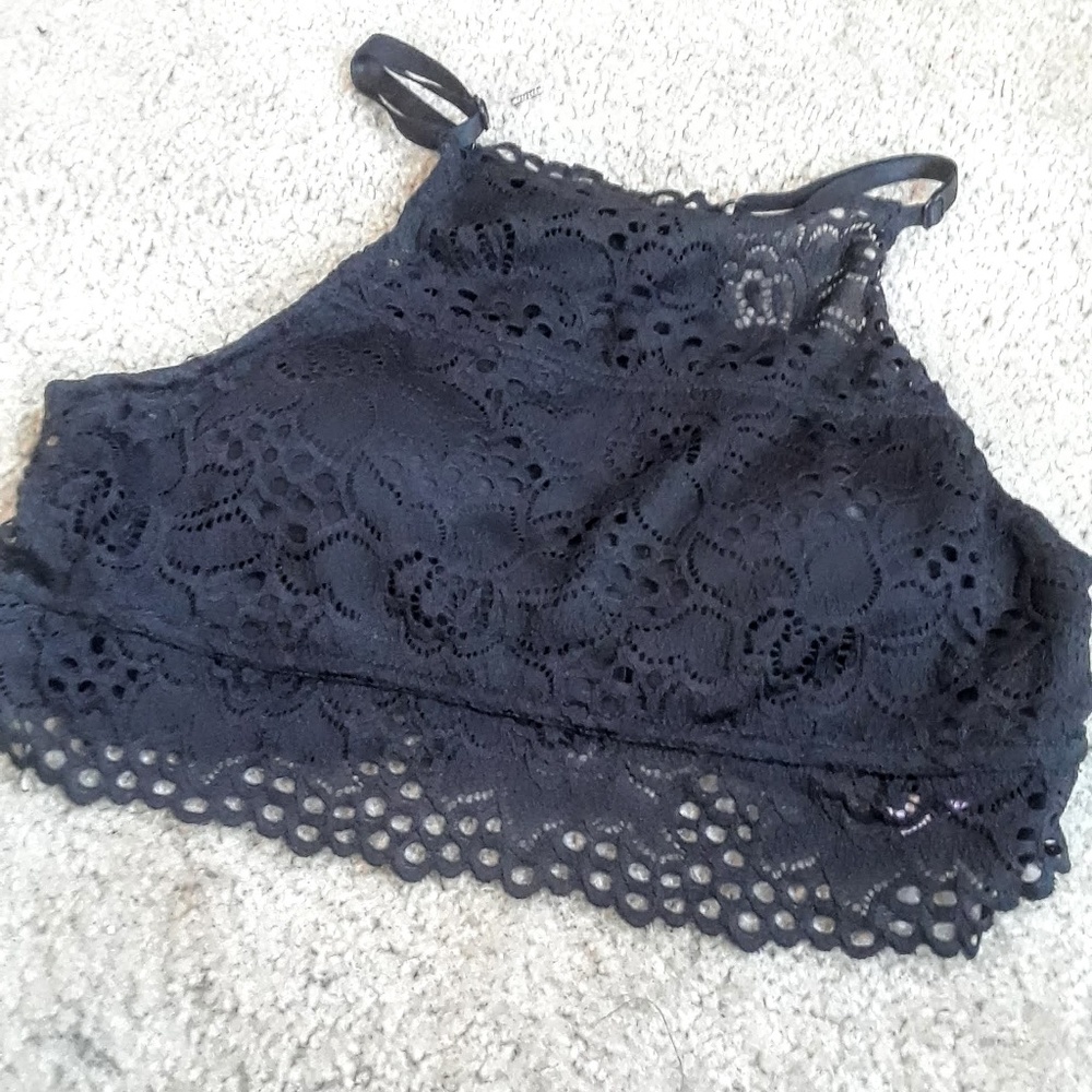 NWOT high neck black lace bralette
